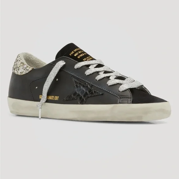 Golden Goose Super Star Croco Leather Low Top Glitter Sneaker 40 / 10 - Picture 3 of 16